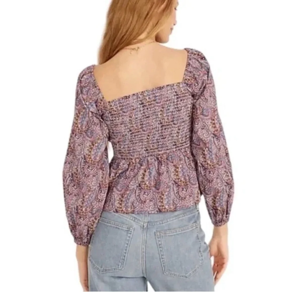 J. Crew Liberty Fabric Puff-sleeve smocked Top Tropical Prince Print Size 2X